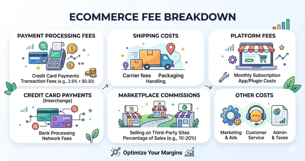 infographic showing ecommerce platform fees and payment processing costs