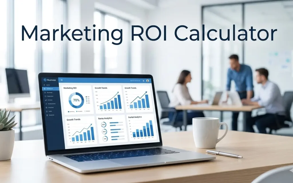 Marketing ROI Calculator dashboard showing campaign return on investment analytics