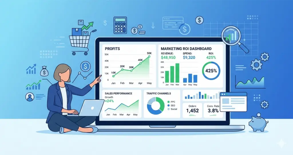 Profit margin calculator illustration for ecommerce sellers