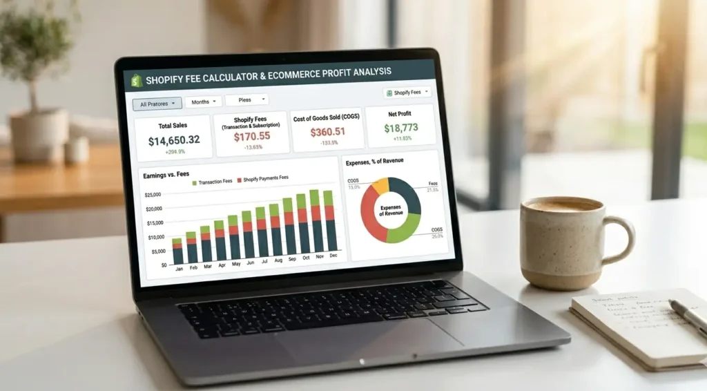 Shopify fee calculator showing transaction and payment processing costs